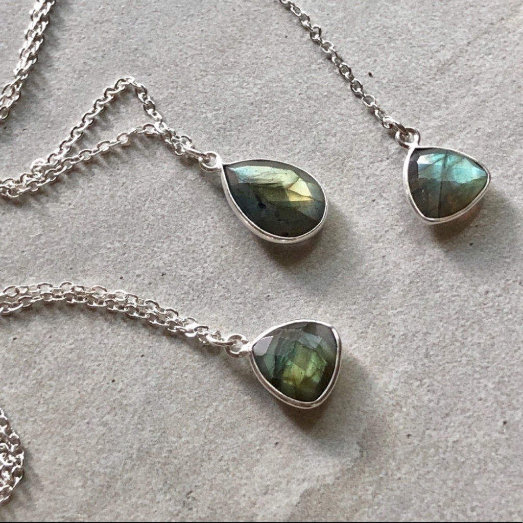Labradorite Crystal Silver Boho Necklace